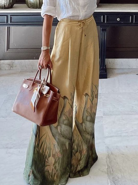 

Casual Animal Wide Leg Pants Pant, As picture, Pants
