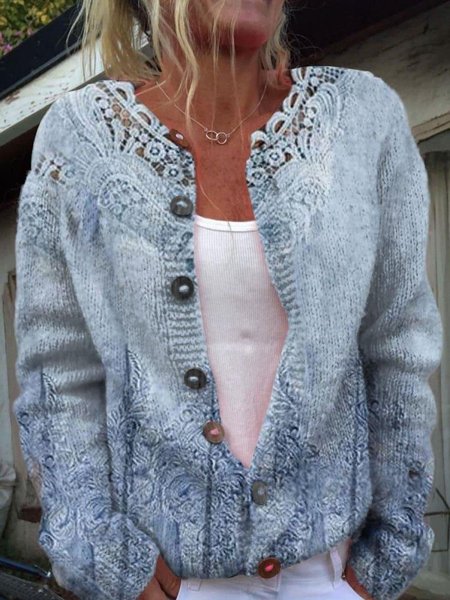 

Women Knitted Ombre Long Sleeve Comfy Vintage Cardigan, As picture, Cardigans