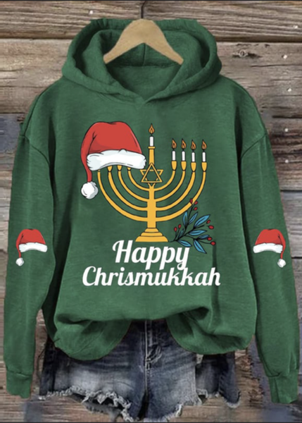 

Casual Hoodie Text Letters Hanukkah Hoodie, Green, Hoodies & Sweatshirts