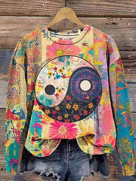 

Casual Crew Neck Floral Sweatshirt, Multicolor, Hoodies & Sweatshirts