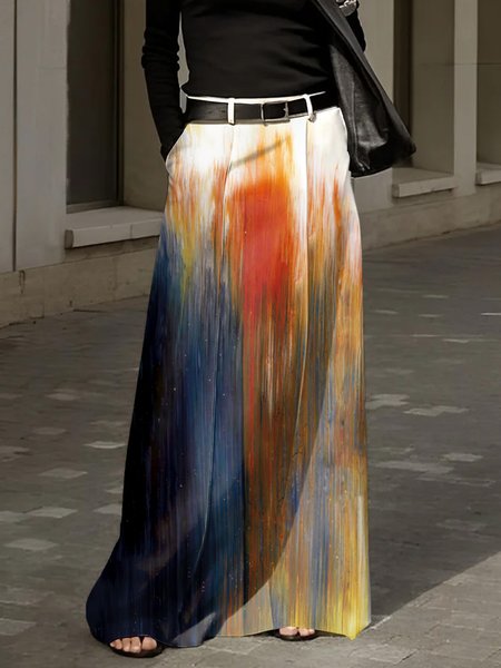 Urban Printing Ombre Maxi Skirt, As picture, Skirts