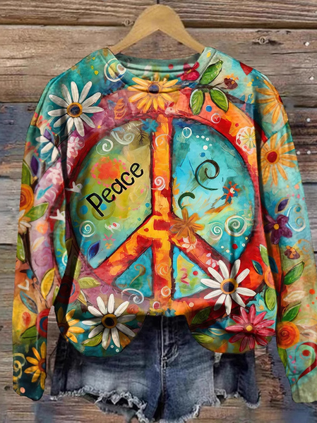 

Casual Crew Neck Geometric Sweatshirt, Multicolor, Hoodies & Sweatshirts