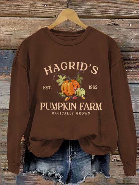 

Hagrid's Pumpkin Patch Print Casual Sweatshirt, Yellow brown, Hoodies&Sweatshirts