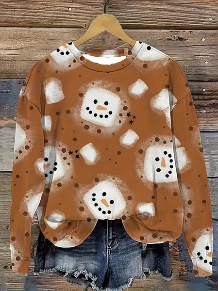 

Christmas Snowman Printing Christmas Sweatshirt, Brown, Hoodies&Sweatshirts