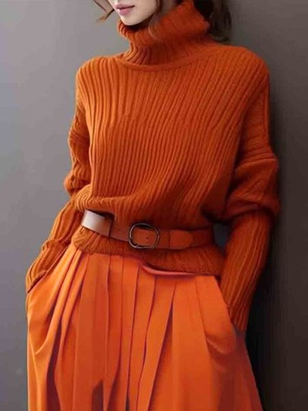 Turtleneck Long Sleeve Loose Casual Sweater