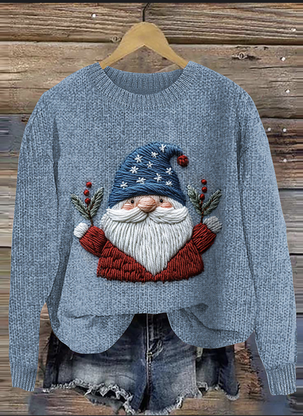 Women Wool/Knitting Animal Long Sleeve Comfy Casual Sweater, Blue, Sweaters