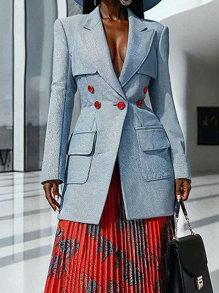 

Urban Plain Denim Mid-long Coat, Denim blue, Jackets
