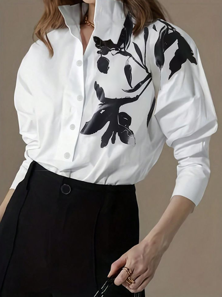 

Casual Floral Shirt, White, Blouses and Shirts
