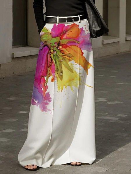 

Urban Floral Maxi Skirt No Belt, As picture, Skirts