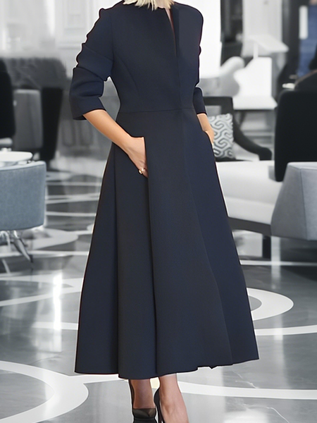 

Elegant Plain Maxi Dress, Black, Maxi Dresses
