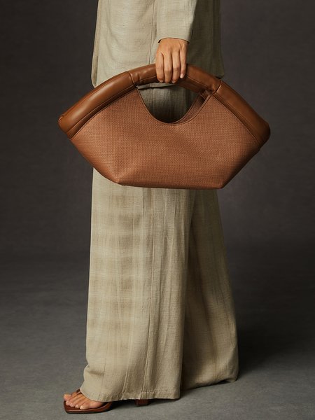 Fan-shaped Daily PU Classic Clutch, Brown, Clutches