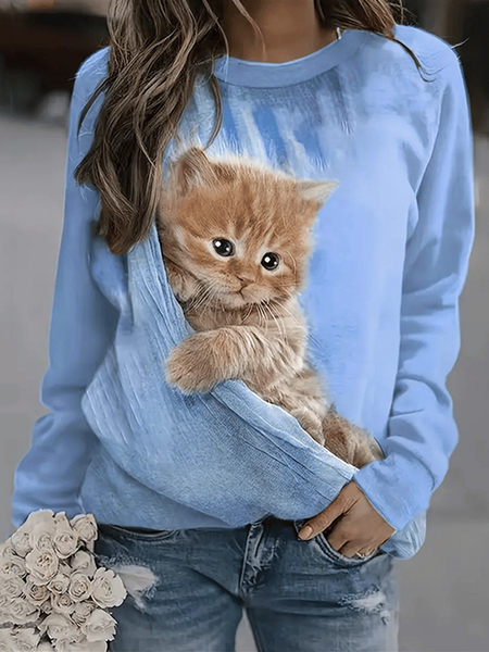 Casual Hoodie Text Letters Hoodie, Light blue, Hoodies & Sweatshirts