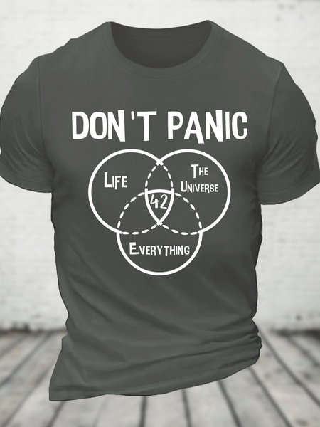 Don't Panic Cotton T-Shirt, Deep gray, T-shirts