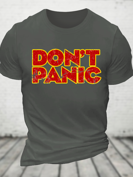 Don't Panic Tee Cotton T-Shirt, Deep gray, T-shirts