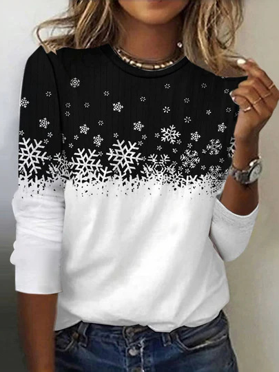 Casual Loose T-Shirt, Black, Long sleeves