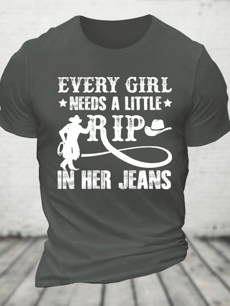 Every Woman Needs A Little Rip In Her Jeans Cotton T-Shirt, Deep gray, T-shirts