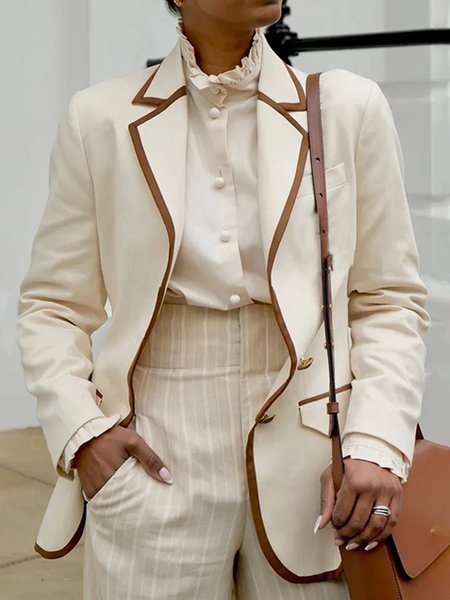 

Urban Color Block Lapel Collar Blazer, Beige, Blazers
