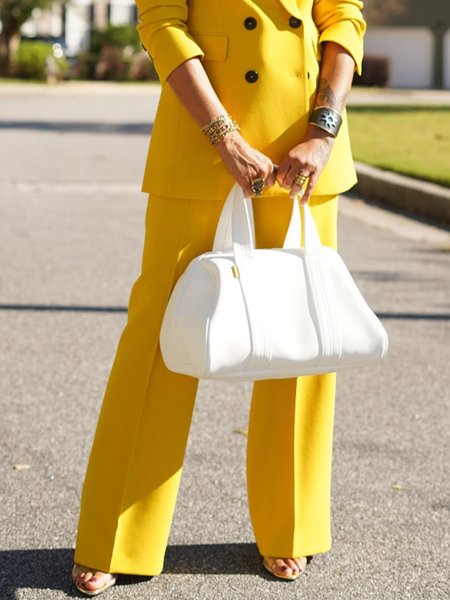 

Urban Plain Fashion Straight Pants, Yellow, Pants
