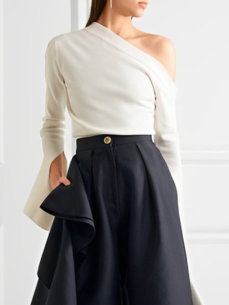 

Urban Plain Asymmetric Blouse, Off white, Blouses and Shirts