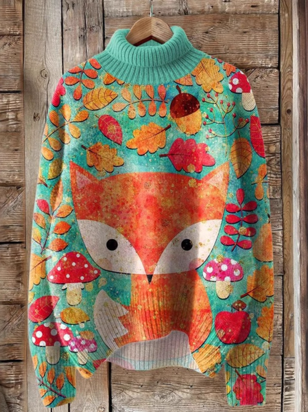 

Casual Turtleneck Animal Sweatshirt, As picture, Hoodies & Sweatshirts