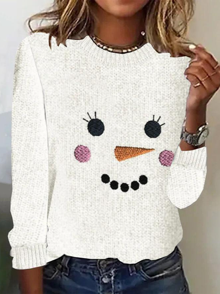 

Casual Geometric Crew Neck Long Sleeve T-shirt, White, T-shirts