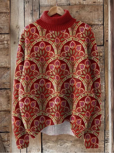 

Casual Turtleneck Ethnic Sweatshirt, As picture, Hoodies & Sweatshirts