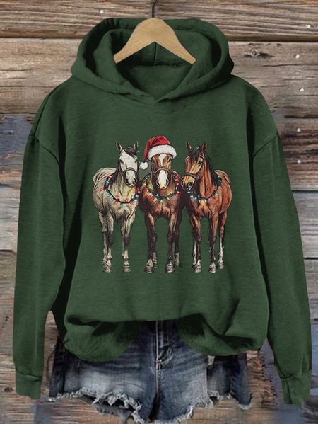 Casual Hoodie Text Letters Hoodie, Green, Hoodies & Sweatshirts