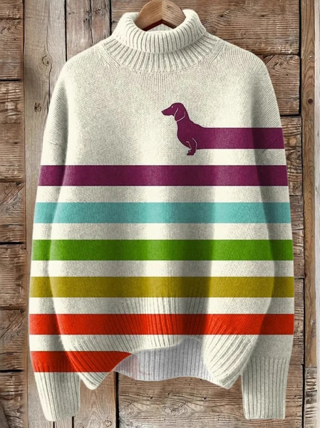 Casual Turtleneck Animal Sweatshirt, As picture, Hoodies & Sweatshirts
