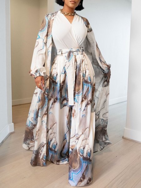 

Urban Long Sleeve Loose Abstract Kimono, As picture, Kimonos