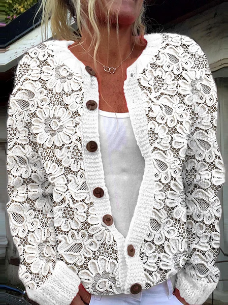 

Women Knitted 3D Printing Long Sleeve Comfy Vintage Cardigan, As picture, Cardigans