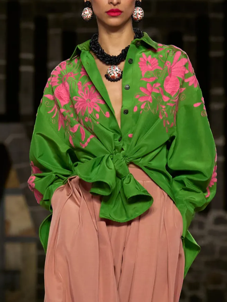 

Urban Floral Shirt Collar Shirt, As picture, Blouses and Shirts