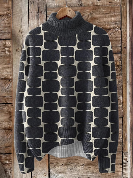 

Casual Turtleneck Geometric Sweatshirt, Black, Hoodies & Sweatshirts