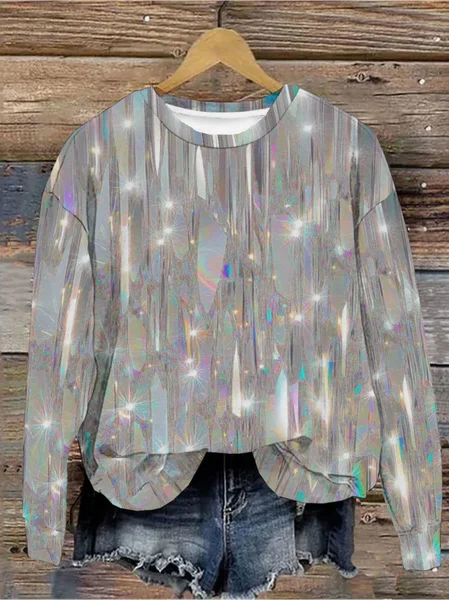 

Rainbow Reflective Stripes And Highlights Sweatshirt, As picture, Hoodies&Sweatshirts