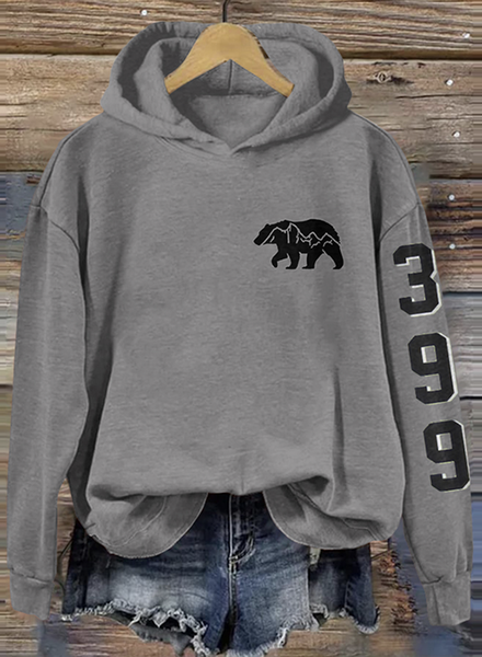 Casual Hoodie Text Letters Hoodie, Gray, Hoodies & Sweatshirts