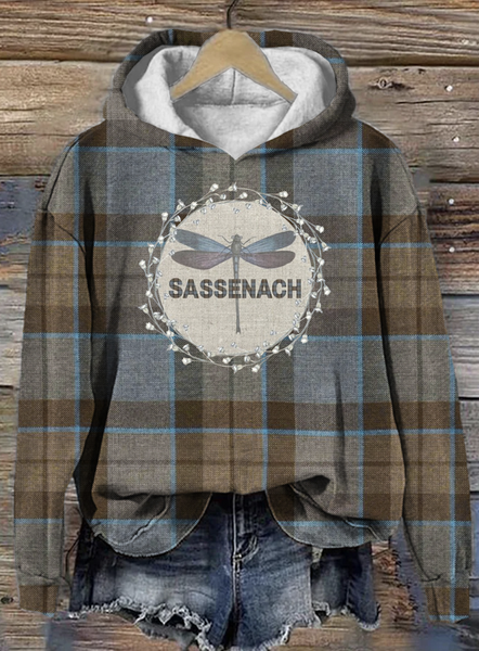 

Retro Checkered Dragonfly Hoodie, Brown, Hoodies&Sweatshirts