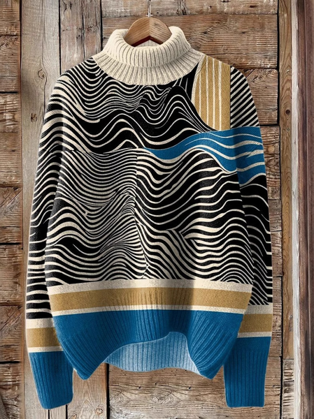 

Casual Turtleneck Geometric Sweatshirt, As picture, Hoodies & Sweatshirts