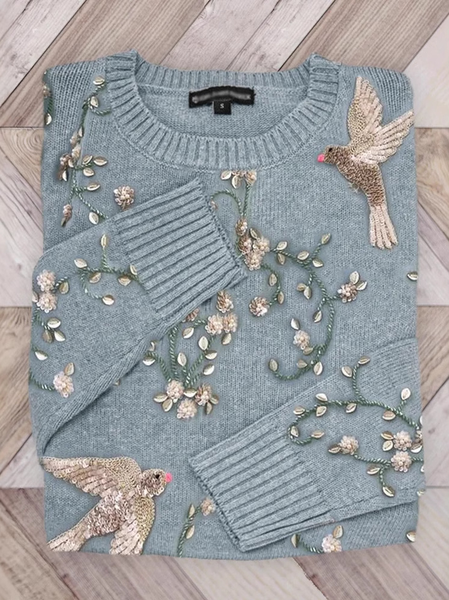 

Casual Crew Neck Animal Sweatshirt, Blue, Hoodies & Sweatshirts