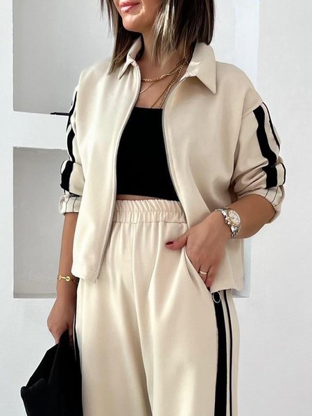 

Casual Raglan Sleeve Color Block Shawl Collar Jacket, Apricot, Jackets