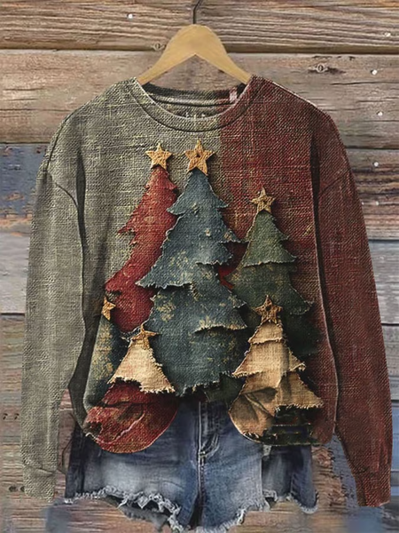 

Women's Vintage Christmas Printed Sweatshirt, As picture, Hoodies&Sweatshirts