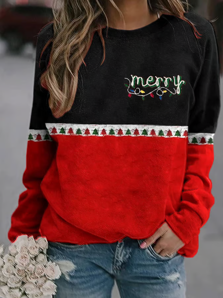 

Women's Merry Christmas Printed Sweatshirt, Red, Hoodies&Sweatshirts