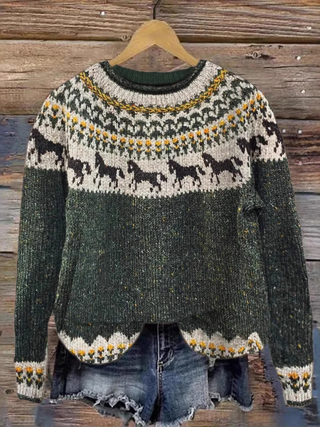 

Casual Crew Neck Ethnic Sweatshirt, Multicolor, Hoodies & Sweatshirts