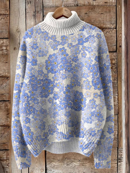 

Casual Turtleneck Floral Sweatshirt, Purple, Hoodies & Sweatshirts