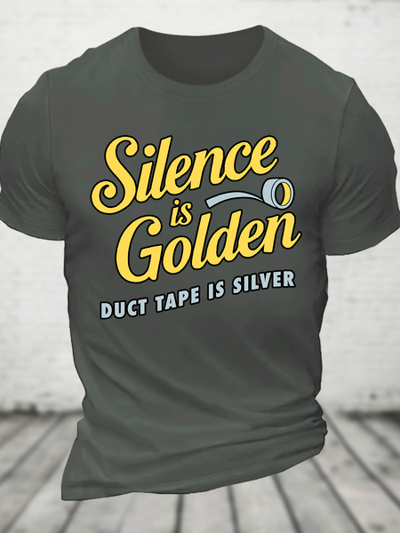 Silence Is Golden... Cotton T-Shirt, Deep gray, T-shirts