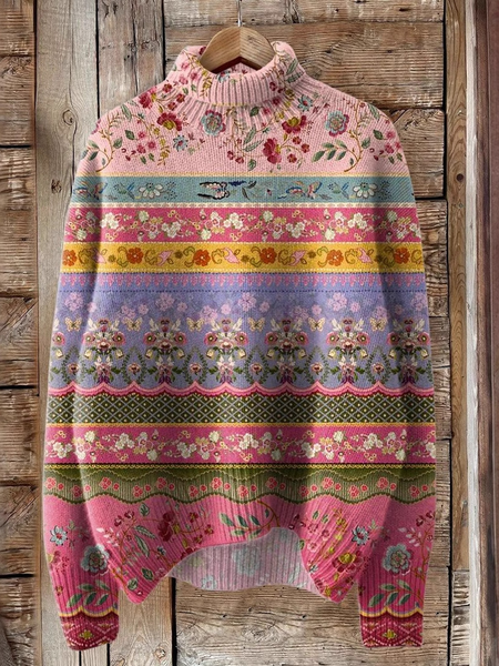 

Casual Turtleneck Geometric Sweatshirt, As picture, Hoodies & Sweatshirts
