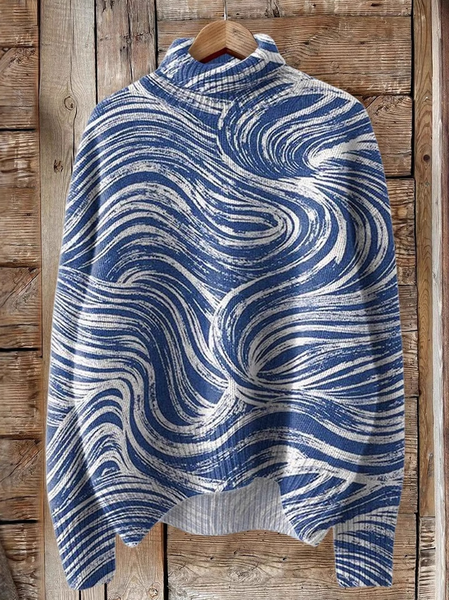 

Casual Turtleneck Geometric Sweatshirt, Blue, Hoodies & Sweatshirts