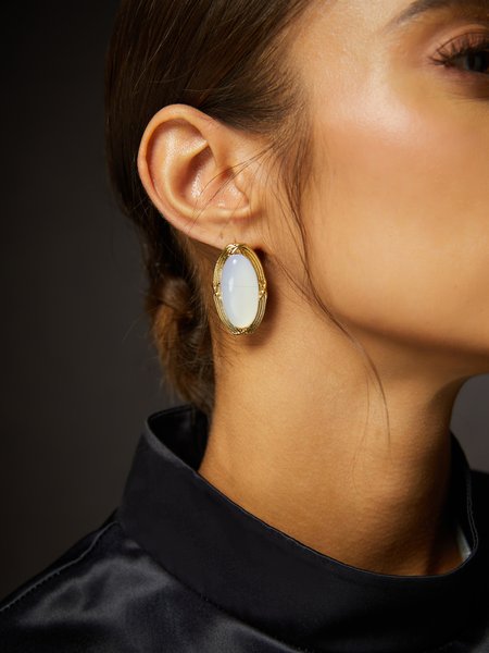 Elegant Plain Stud Earrings, White, Earrings