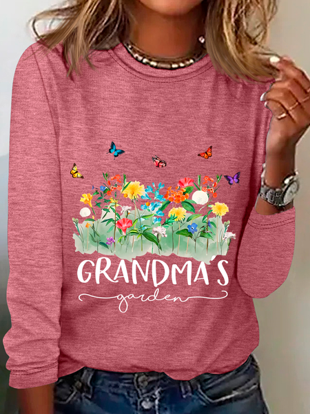 

Grandma's Garden Casual Long Sleeve Shirt, Watermelon, Long sleeves
