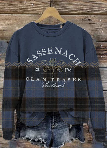 

Women's Retro Historical Tv Show Inspired Plaid Print Sweatshirt, Blue, Hoodies&Sweatshirts