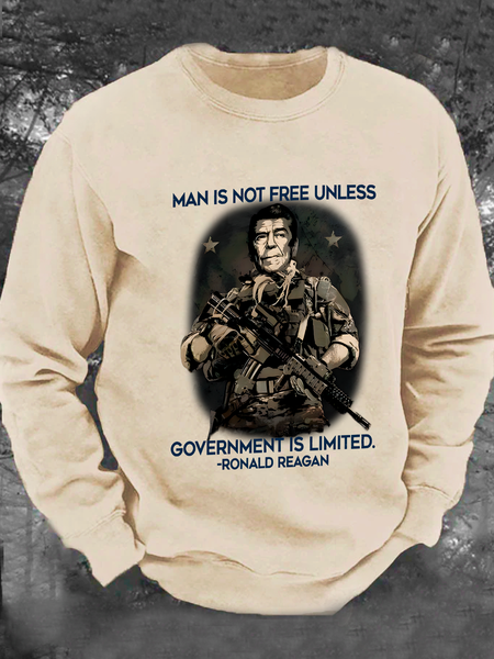 

Man Is Not Free Unless Government Is Limited Men's Casual Sweatshirt, Khaki, Hoodies&Sweatshirts
