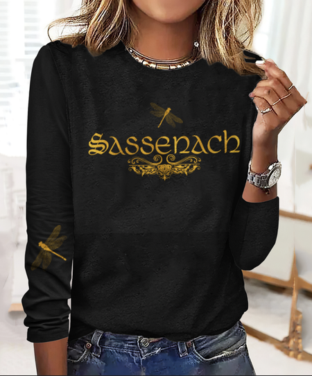 

Vintage Plaid Crew Neck Long Sleeve T-shirt, Black, T-shirts